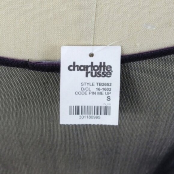 CHARLOTTE RUSSE Pin Me Up Purple Black Sexy Bodycon Dress Size Small - Picture 5 of 5